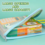 HUAJIE Student Handheld File Bag, Dopamine Color Tote, L-Shaped Zipper Mesh Folder, Exam Paper Storage and Subject Organizer