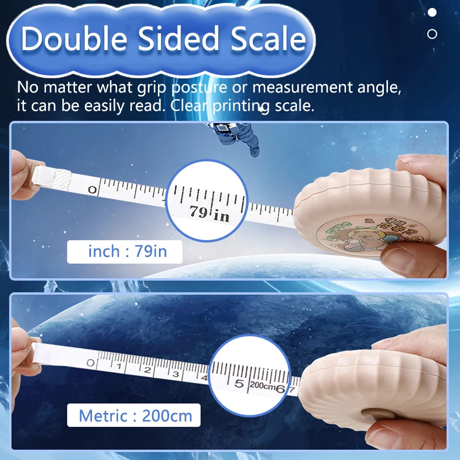2Meter/79Inch Cartoon Mini Retractable Tape Measure, Self-Lock Double Scale Soft Ruler for Sewing, Body, Craft & Home Office