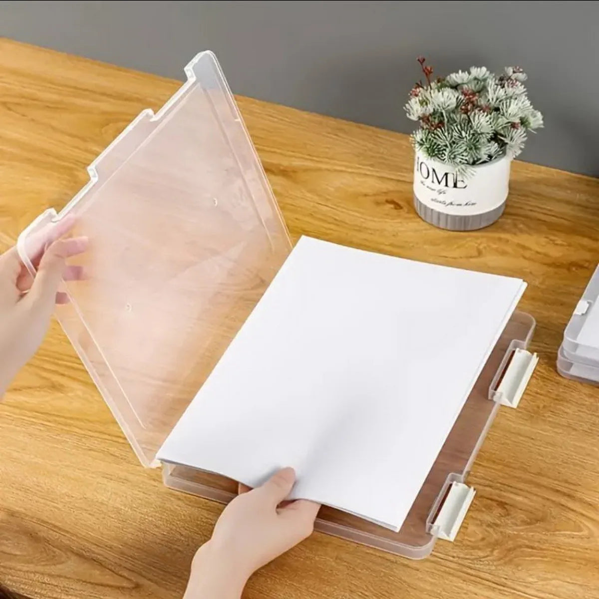 Plastic Clear File Storage Box, PP Material, Transparent Flat Rectangular Storage Box, Waterproof Dustproof Office File Box