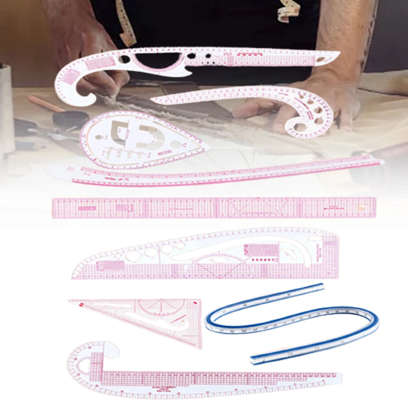 French Curve Ruler Set Tailor Pattern Making Clothes Drawing Template Fashion Design Measure Ruler for Tailors Designers
