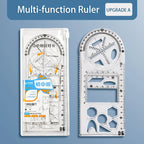 Multifunctional Geometric Function Ruler Set Mathematics Drawing Template Measuring Tool for Student School Office Supplies