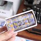 5Rolls Colorful Flowers Kawaii Transparent Sticker Tape DIY Decorative PET Material Tape Sketchbook Stickers School Supplies