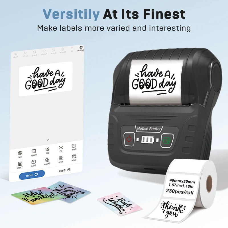 Wireless Label Printer SK58 Inkless Bluetooth Thermal Label Maker Adhesive Label Sticker Machine DIY Pattern Barcode QR Code