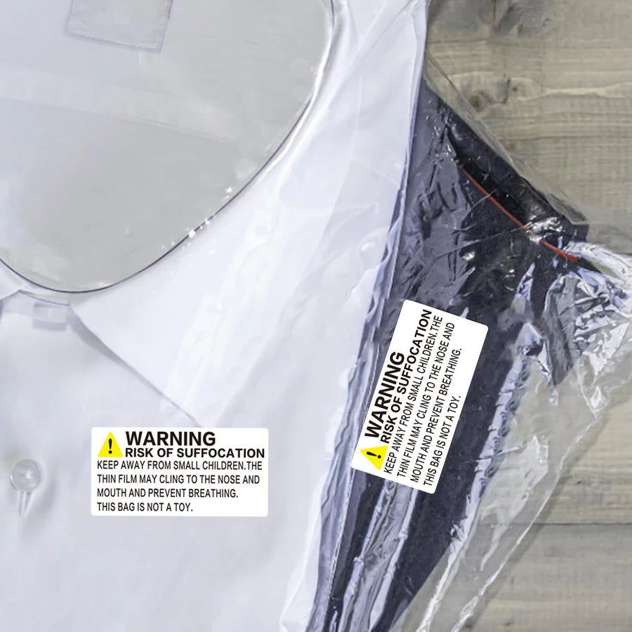 500 Pcs Suffocation Warning Labels Roll, Safety Notice Stickers for Plastic Bags, Packaging, Storage and Shipping Use