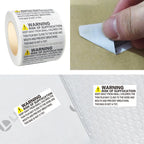 500 Pcs Suffocation Warning Labels Roll, Safety Notice Stickers for Plastic Bags, Packaging, Storage and Shipping Use