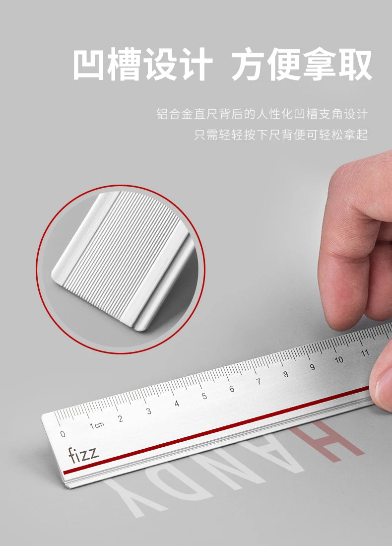 Youpin 4 in 1 Fizz Metal Ruler Stationery Set Aluminum Alloy Multifunctional Combination Ruler Ruler Triangle Protractor Drawing