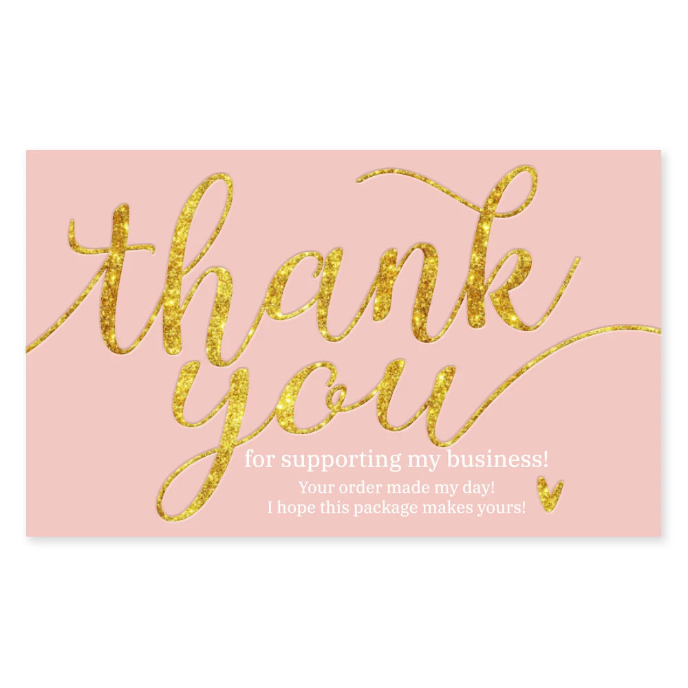 30 Pcs/pack Thank You Card Foil Gold Card Thank You For Your Supporting My Small Business Card Small Shop Gift Decorative Card