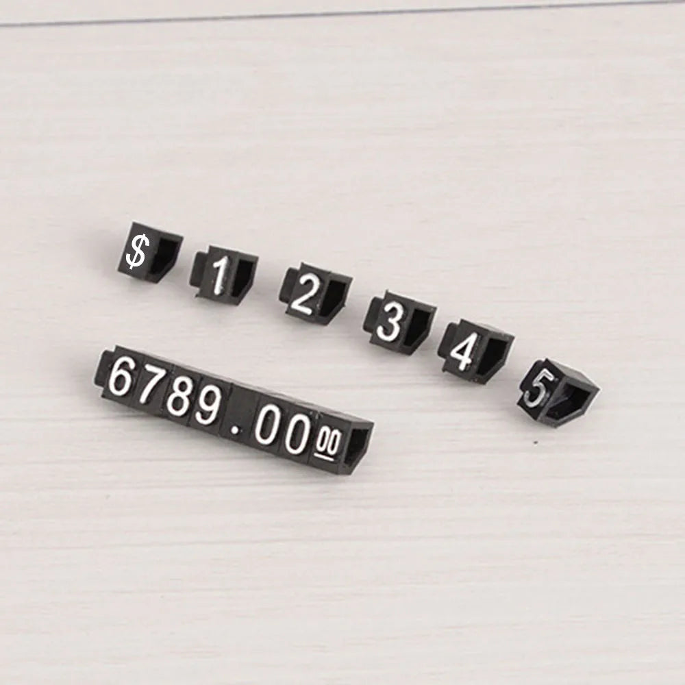 5 Sets Combined Price Tag Euro Dollar Number Digit Cubes Stick For Clothes Phone Laptop Jewelry Showcase Counter Price Display