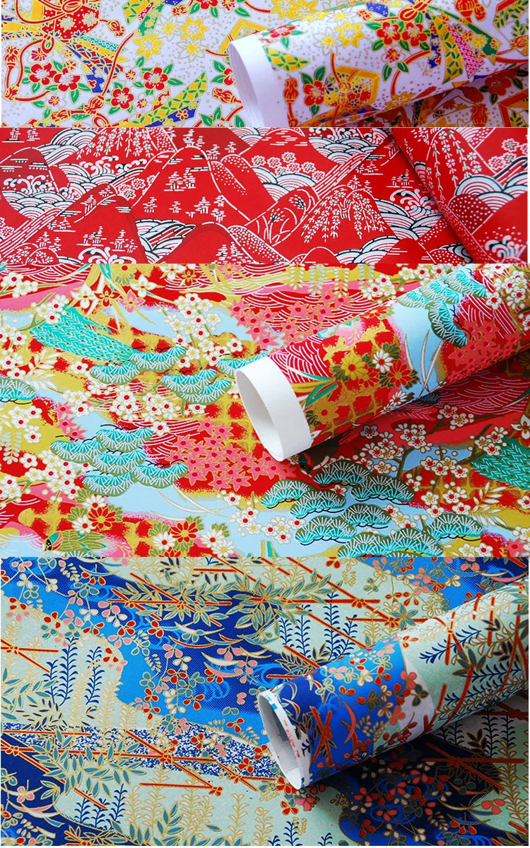 Origami Japanese Chiyogami Yunzen Paper, Hand-silk Screened Craft Paper For Gift Wrapping Box Doll Decoration 20 Sheets