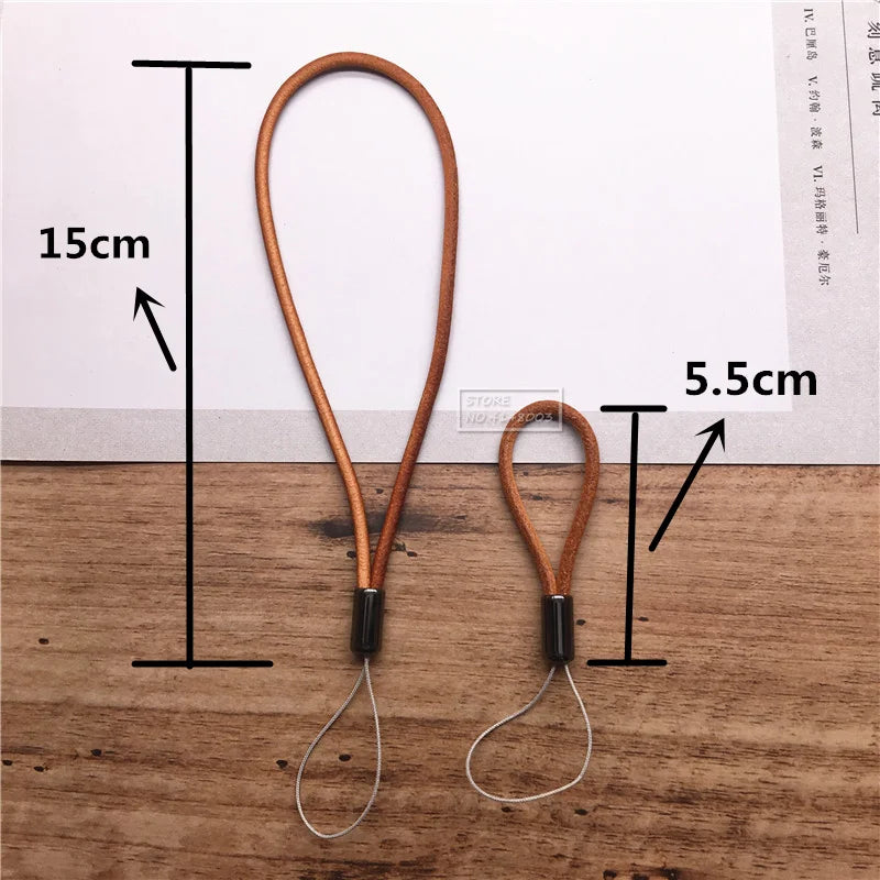 Leacther Lanyard-Vintage Leather Key Chain with Lanyard Mobile Phone Straps Strap Wrist Rope Phone for USB Flash Drives Keys