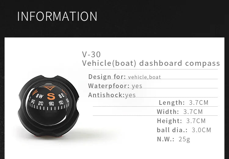 KANPAS Compass for Car/Small Dashboard Compass/Compass for Boat/No Leaking Compass/Double Dial/Luminous