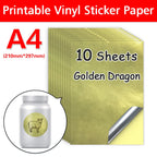 10Sheets Transparent Printable Vinyl Sticker Paper Waterproof A4 Self-Adhesive Copy Paper For Inkjet Printer to DIY Labels Craft
