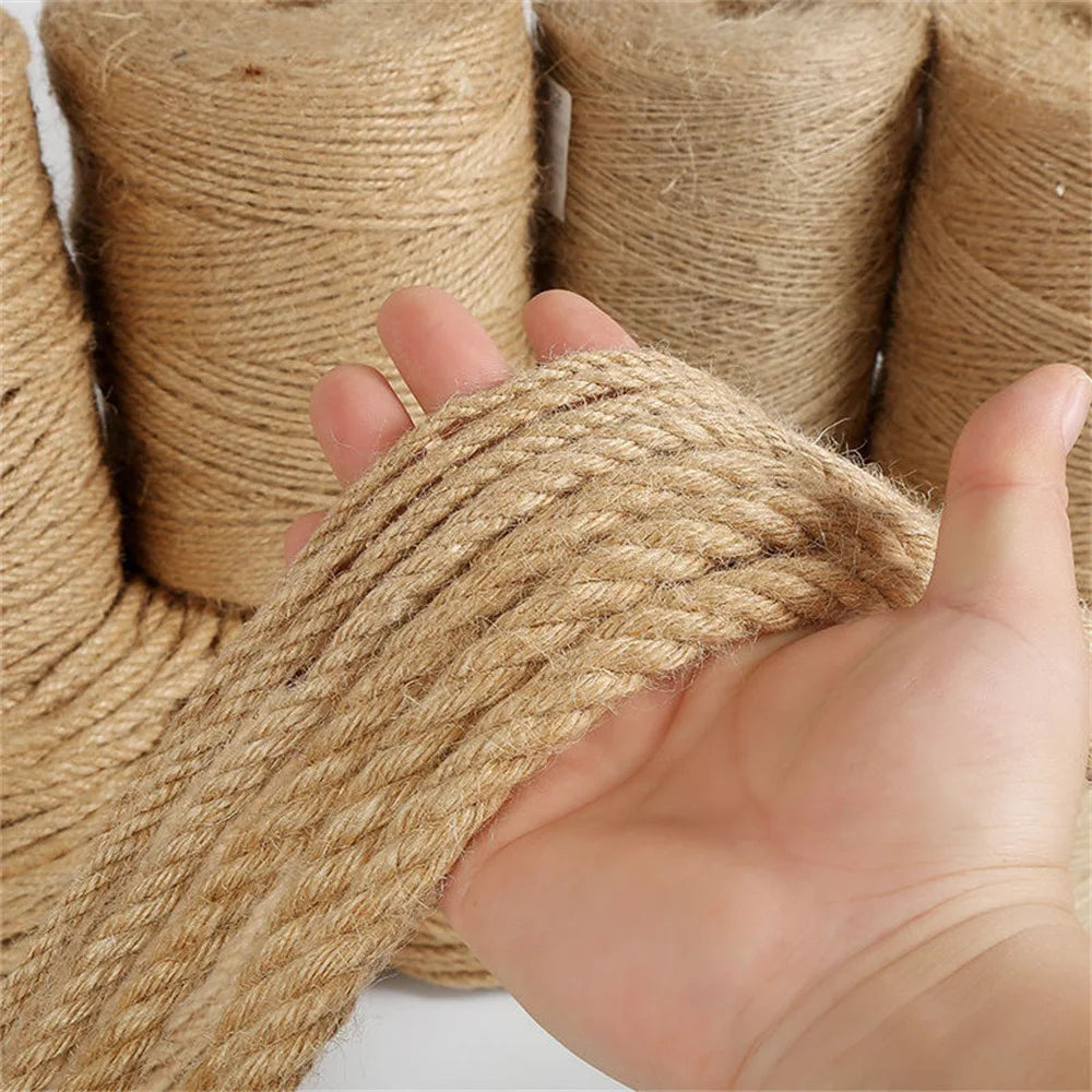 Natural Jute Twine Vintage Jute Rope Cord String Twine Burlap For DIY Crafts Gift Wrapping Gardening Wedding Decor Cat Climbing