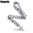 Letters Anime Lanyard Badge Holder ID Card Lanyards Mobile Phone Rope Key Lanyard Neck Straps Keychain Key Ring