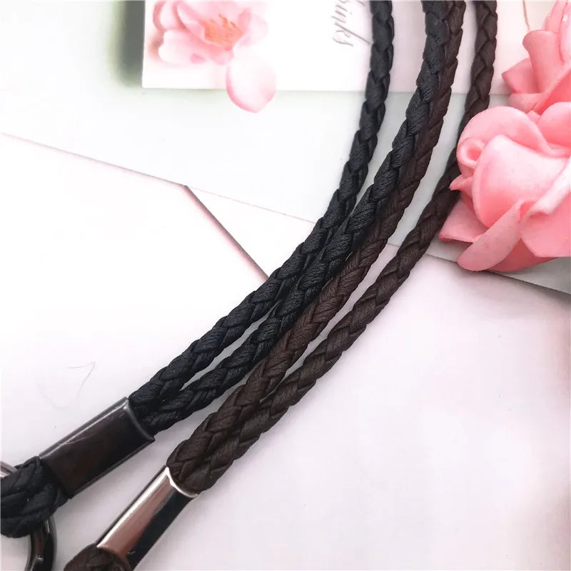 Soft pu weave Neck strap Keychains Pendant Neckline Lanyard Mobile phone Strap Charms Keyring Buckle rope Anti-slip Cord Lanyard