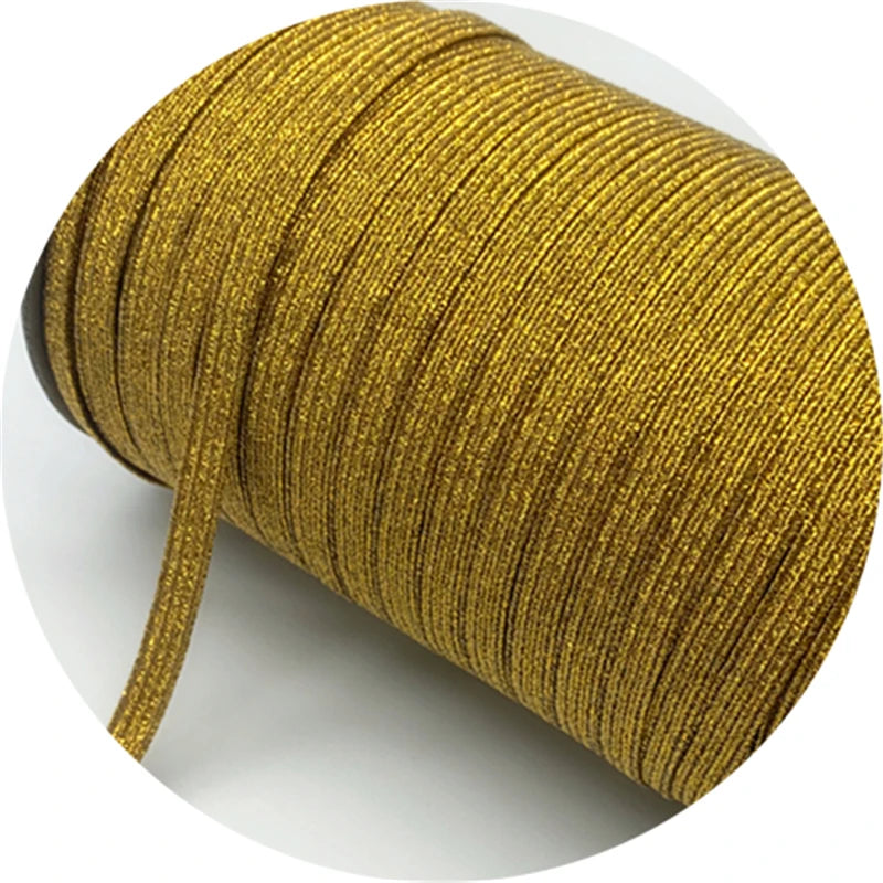 5yards/Lot 6mm Glitter Elastic Ribbon Sewing Elastic Band Fiat Rubber Band For Waist Band Stretch Rope DIY Mask Lanyard