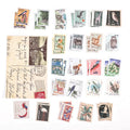 Yoofun 46pcs/pack Vintage Stickers Postage Stamp Sticker Retro Museum Flower Plants Castle Label for Scrapbooking Journal DIY
