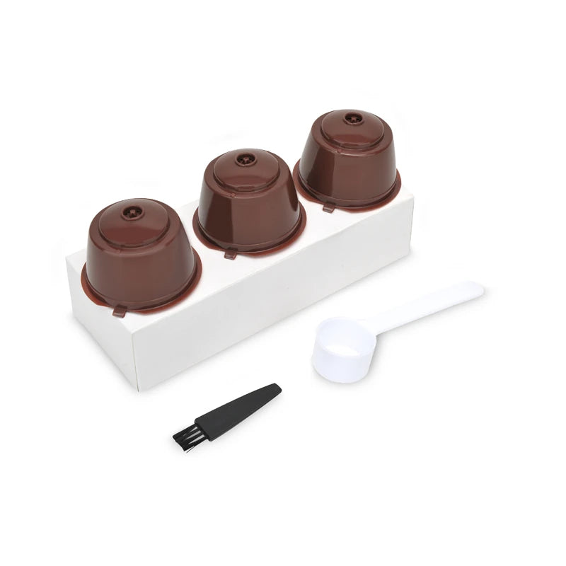 Arshen 3pcs/Set Dolce Gusto Plsatic Refillable Coffee Capsule with Spoon Brush 200 Times Reusable Compatible Nescafe Dolce Gusto