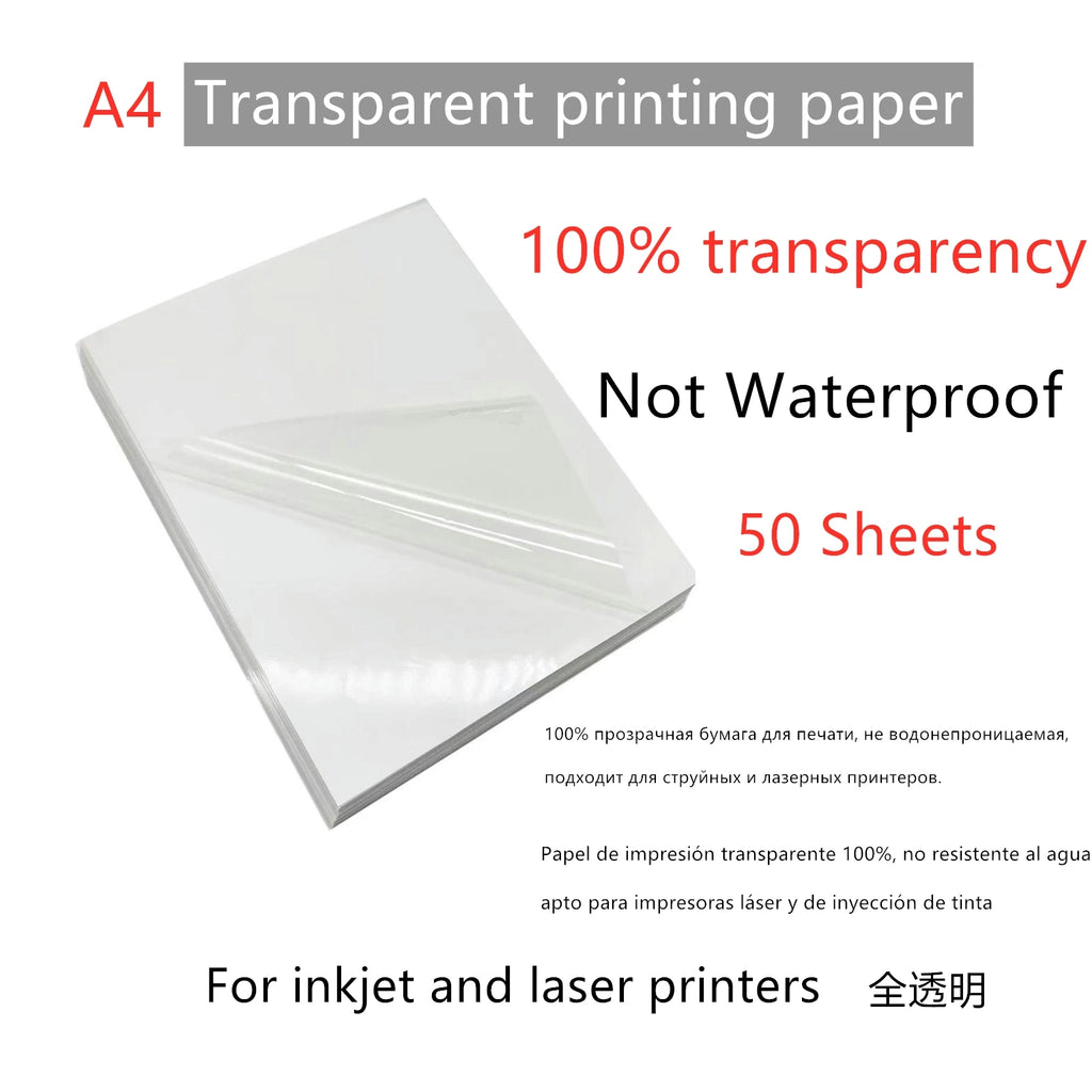 10/50pcs Waterproof sticker paper A4 Laser Inkjet Printer Paper White Glossy Transparent  Self Adhesive Sticker Label Copy Paper