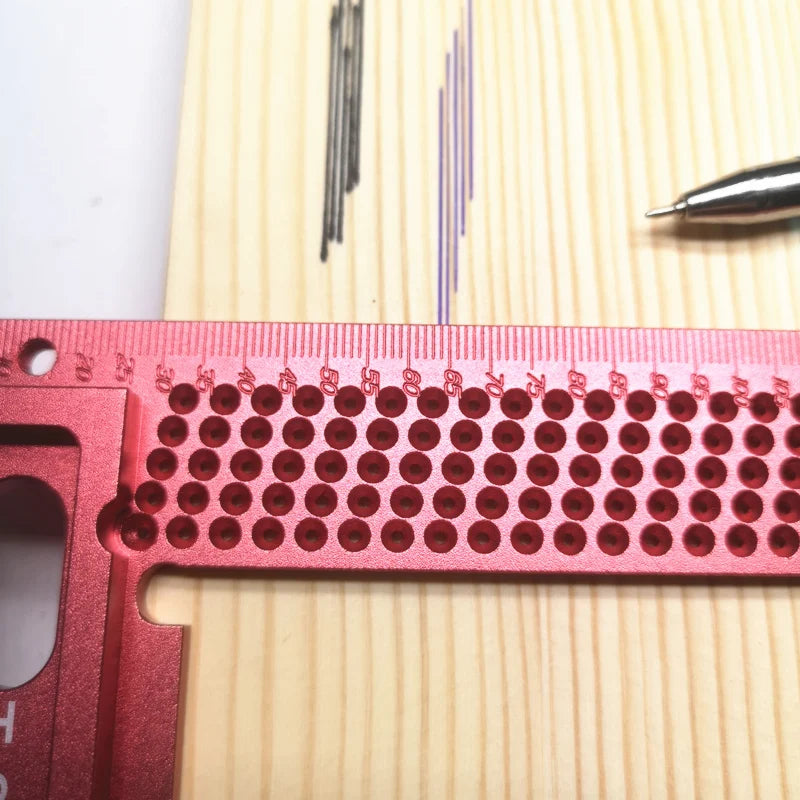 TS-3 Square Hole ruler Woodworking T-type Scribe Mark Measurement Tool Aluminum Alloy Precision Cross-calibration Ruler