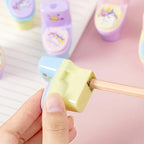 1 Piece Lytwtw's Stationery Pencil Sharpener Creative Toilet Shape Cartoon Unicorn School Supplies Gift Accessories with Eraser