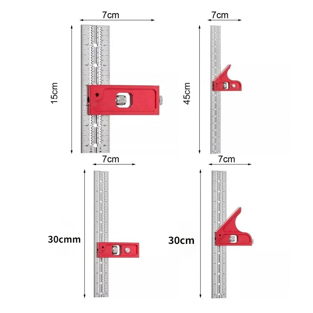 T-type Hole Ruler Professional Combination Square Angle Ruler Adjustable Protractor Right Angle Ruler Carpenter Measuring Tools
