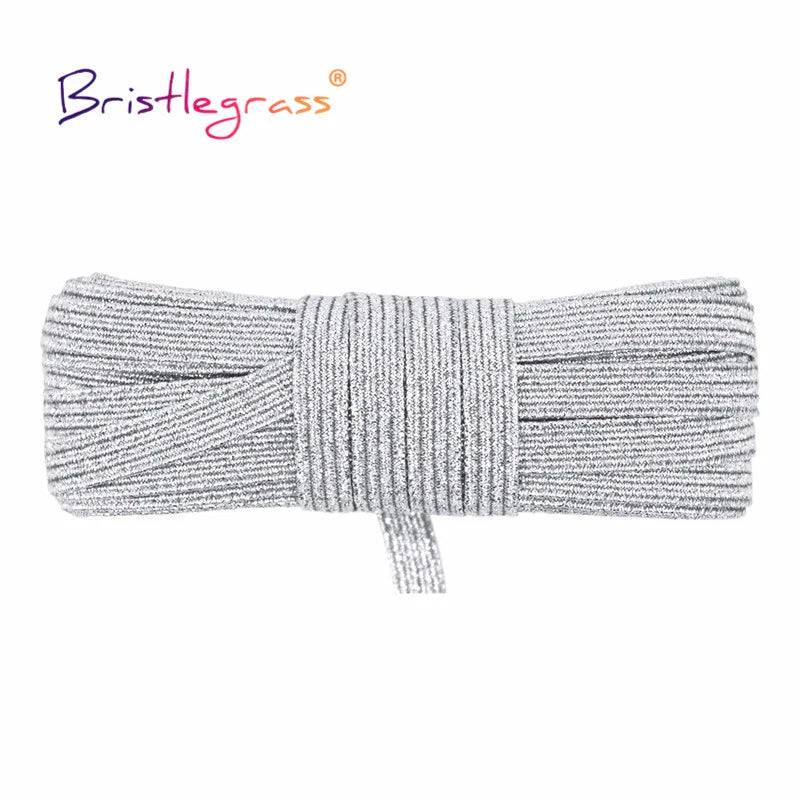 BRISTLEGRASS 2 5 10 Yard Flat Skinny Elastic Cord 1/4" 6mm Latex Rubber Bands Stretch String Notebook Ear Loop Dress Sewing Trim