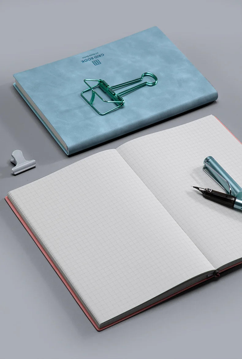A5/B5 Thickened Notebook 100sheets Grid Square Diary Notebooks and Journals Soft Pu Leather Sketchbook School Stationery