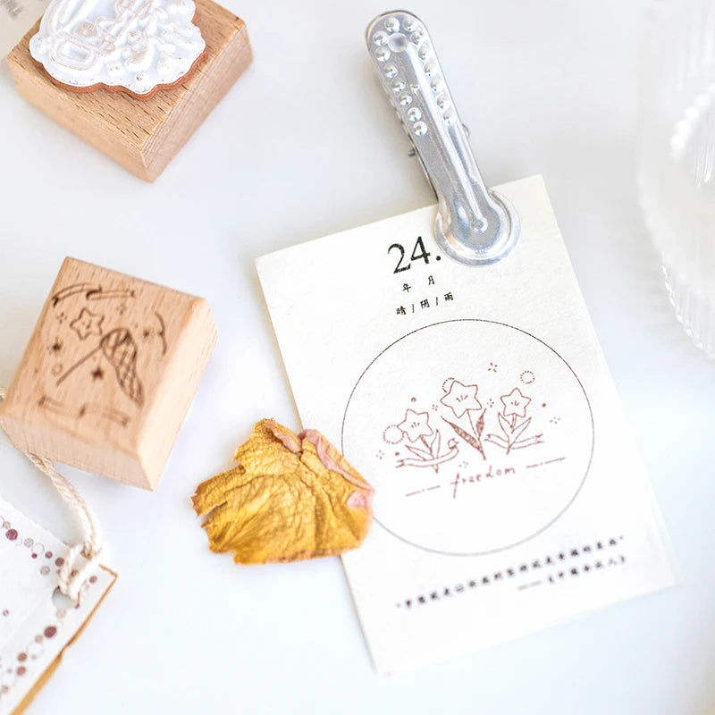 Yoofun Star River Wood Stamps Standard Rubber Kawaii Stamp Seal For DIY Scrapbooking Journal Card Making Decoroation Crafts