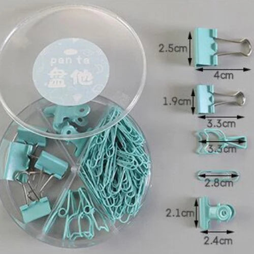 80Pcs/lot Color Binder Clips Set Mint Green Pink blue Multi Paper Clips Kawaii Stationery Office Accessories School Supplies