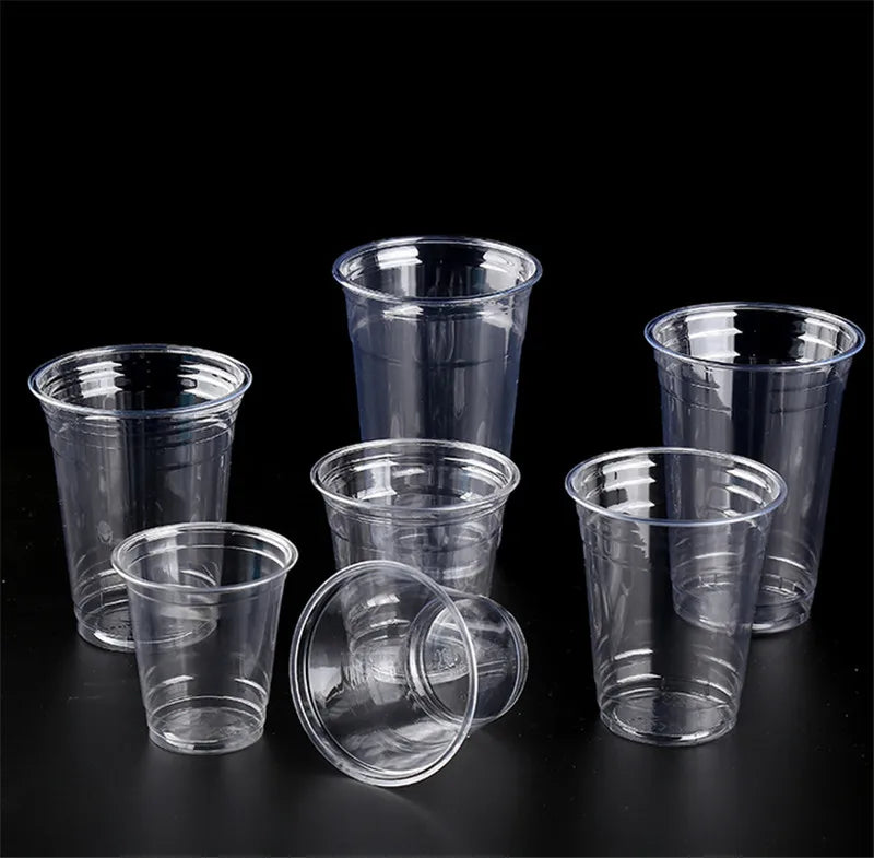 100PCS Plastic Cups With Dome Lids for Iced Cold Drink Coffee Tea Smoothies Sodas Water Party Disposable Tableware dessert cups