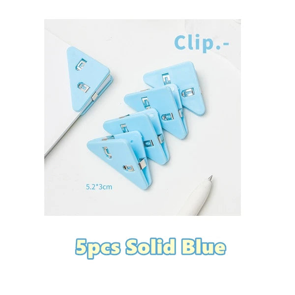 5pcs Mini Color Corner Clips Set Transparent & Solid Colorful Page Holder Paper Clip Clamp File Index Photo Office School A6692