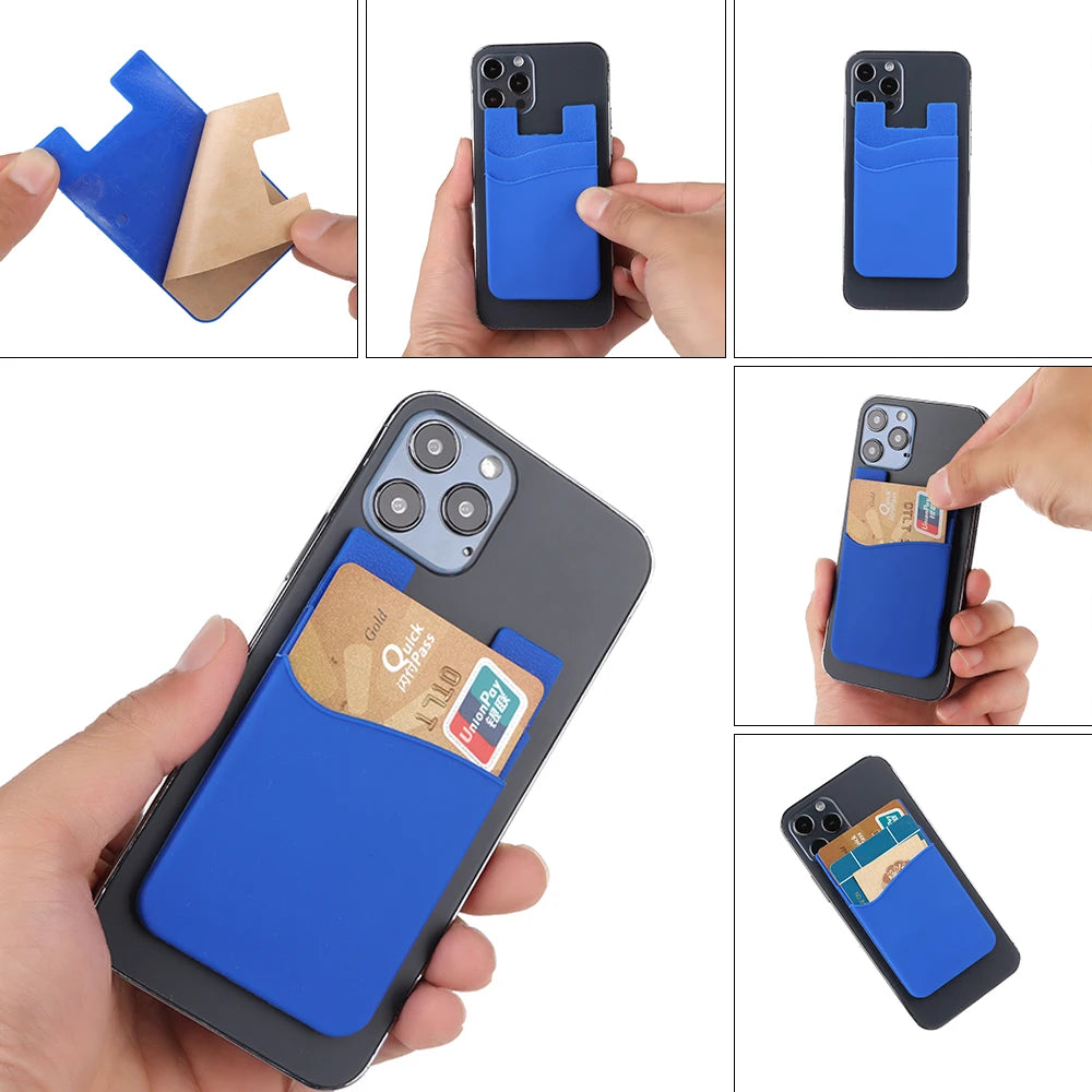 Silicone Phone Card Holder Wallet Case Phone Wallet Stick On Credit Card Holder Phone Pocket for Almost All Cell Phone