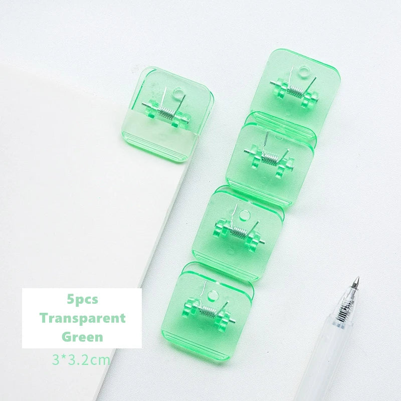 5pcs Candy Mini Square Clips Transparent & Solid Color Page Holder Paper Clip for Memo File Magazine Household A6794