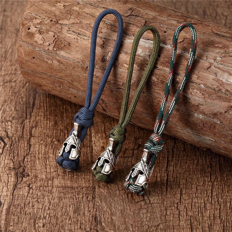 Supretu Men Vikings Lanyard Keychain Spartan Warrior Accessories Woven Rope Knife Car Keyring Handmade Bag Pendant Jewelery Gift