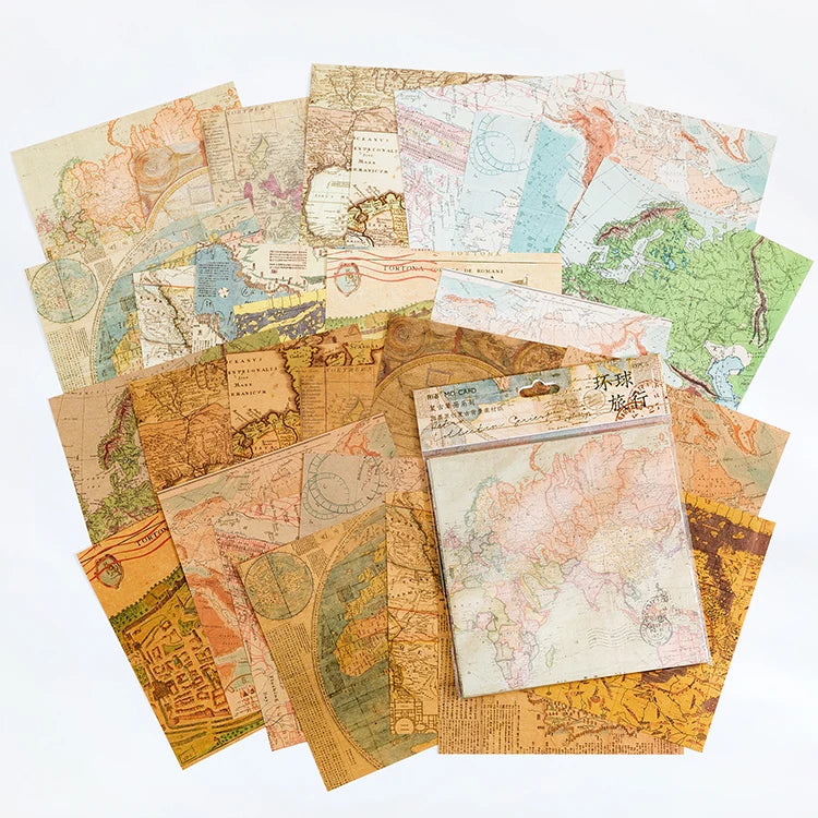 Yoofun 30 sheets Vintage Material Paper for Scrapbooking Journal Diary Collage Junk Background Decoration Retro Stationery