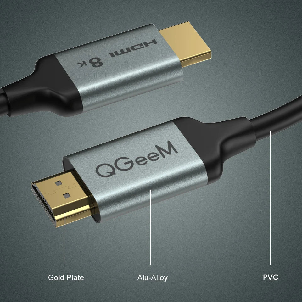 QGeeM 8K HDMI Cable HDMI 2.1 Wire for Xiaomi Xbox Serries X PS5 PS4 Chromebook Laptops 120Hz HDMI Splitter Digital Cable Cord 4K