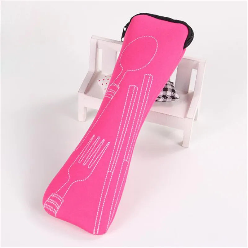 Portable Tableware bag cutlery bag Dinner Set Travel packaging storage box Dinnerware picnic fork spoon bag Organize with Zipper