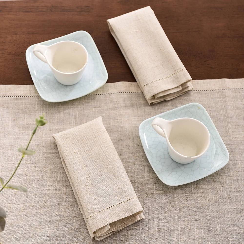 12pcs Table Napkins Wedding Party Dinner Table White Cloth Napkin Restaurant Home Napkins Cotton Linen Handkerchie 4 Size