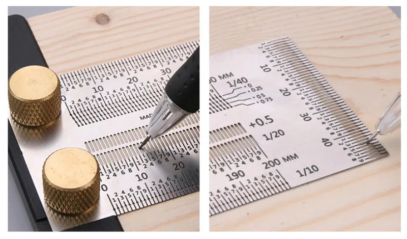 Precision Marking T-Rule, Stainless Steel T Type Hole Ruler Scribing Gauge Marking Measuring Tool Woodwork  200mm/300mm/400mm