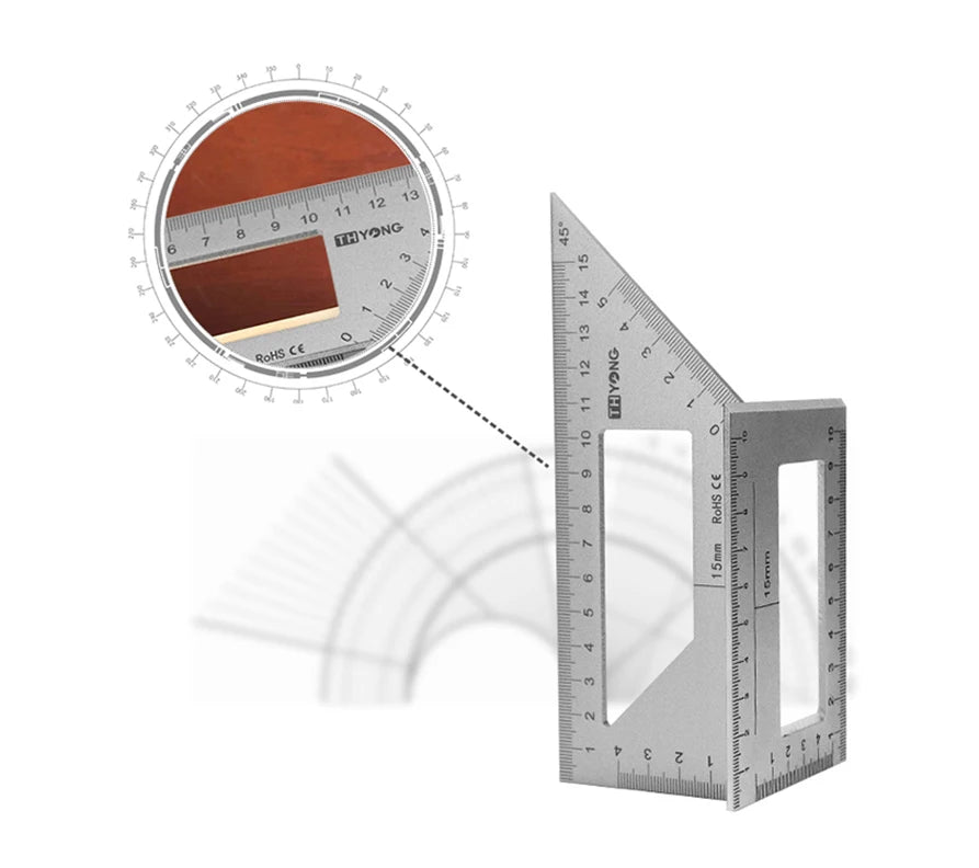 Aluminum Woodwork Scriber T Ruler Multifunction Square 45/90 Degree Gauge Angle Ruler Measuring Woodworking Tool