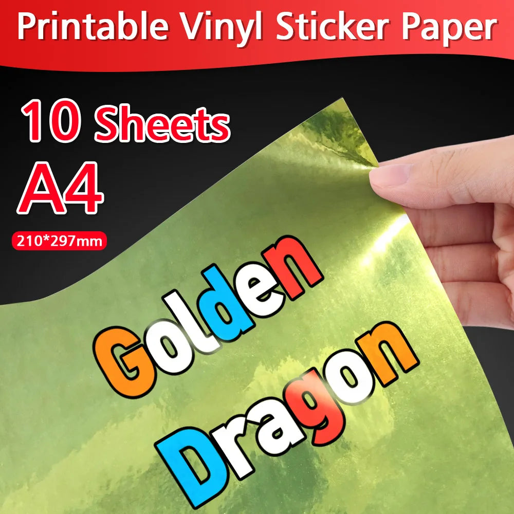 10Sheets Transparent Printable Vinyl Sticker Paper A4 Waterproof Self-Adhesive Copy Paper to DIY Stickers For All Inkjet Printer
