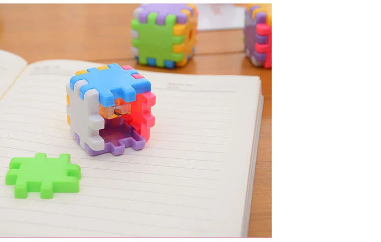 Kawaii Creative Blocks Pencil Sharpener Stationery School Office Supplies Novelty Gift Cube Funny