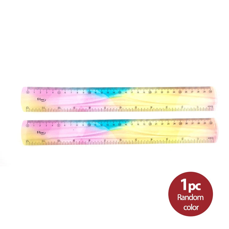 Colourful Student Flexible Ruler, Inch And Metric, 30 Cm/12 Inch, 20 Cm/8 Inch, 15 Cm/6 Inch, Random Colors Student Stationary