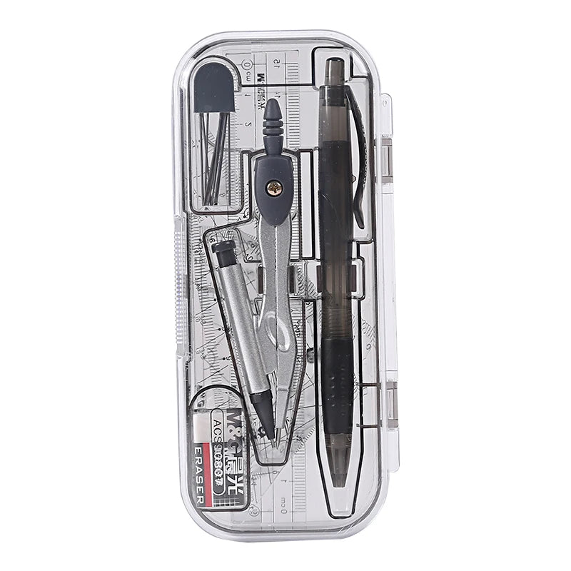 M&G 8 pcs/set Geometry Protractor Compasses Set Mathematical Drawing Tools Eraser Ruler Students School Supplies Stationery