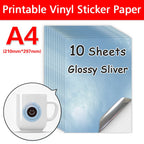 10Sheets Transparent Printable Vinyl Sticker Paper Waterproof A4 Self-Adhesive Copy Paper For Inkjet Printer to DIY Labels Craft