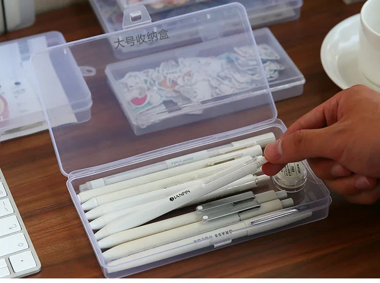 1 PC Stationery Stickers Plastic Storage Box Organizer Container Art Tool Case for Craft Desktop