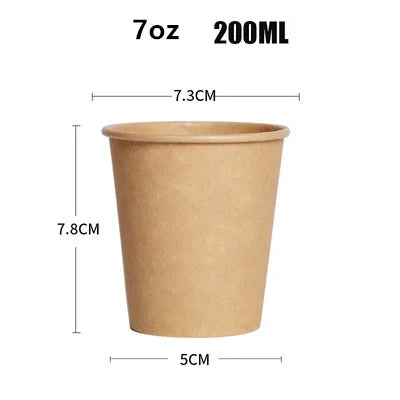 100pcs/pack 7oz Thick Paper Cup Disposable Kraft Coffee Cup Hot Drinking Party Supplies