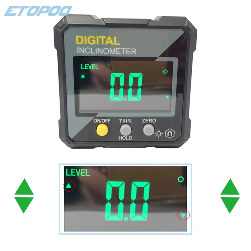 ETOPOO Digital Electronic Level Digital Angle Fnder 4*90 ° Magnetic Inclinometer Protractor Precision Level Box for Woodworking