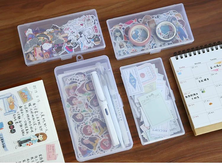 1 PC Stationery Stickers Plastic Storage Box Organizer Container Art Tool Case for Craft Desktop